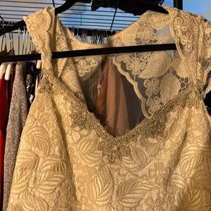 Claire Pettibone Gabrielle Wedding Dress Size 12 Champagne $4250 Lace Mermaid